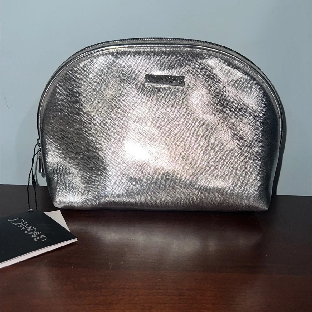 Joan & David Metallic Silver Cosmetic Bag